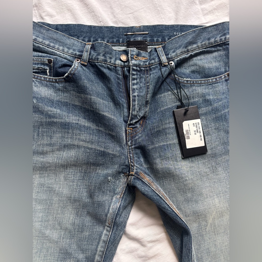 Saint Laurent Men's Faded Blue Slim Jeans - Picture 2 of 13